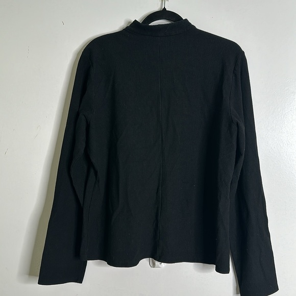 Eileen fisher black rib zip up top size large quite luxury minimalist neutral - Picture 8 of 10